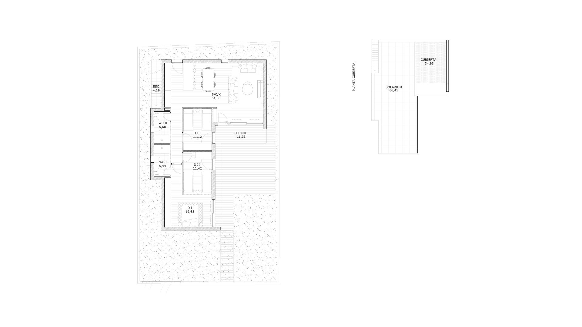 Villa floor plan, 3 bedrooms in VILLAS DE LA SAL No. 4